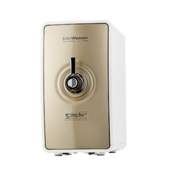EdelWasser - compact countertop water purifier - wireless, 5 filter system, reverse osmosis, gold colour case