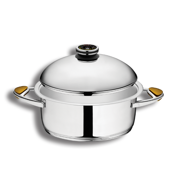 oval cookware with lid for cooking without fat and water, 6.0 l, 30 x 22 cm, height 13.5 cm, 2 handles