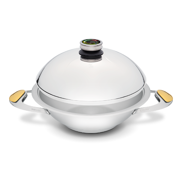 cookware for cooking without fat and water - Wok with lid 4.5 l Ø 30 cm, 2 handles