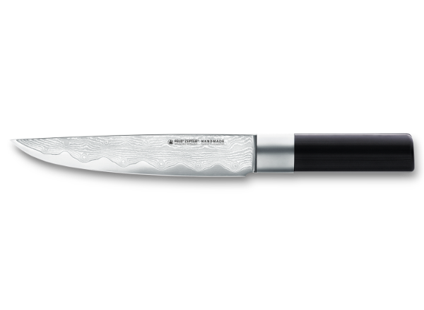 knife Absolute ML - kitchen knife for meat, fish, handcrafted from Japanese Damascus steel, production Felix Solignen, blade 20 cm